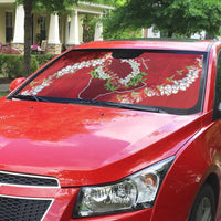 Hawaii Island Flowers Lei Auto Sun Shade Ohia Lehua Scarlet Red
