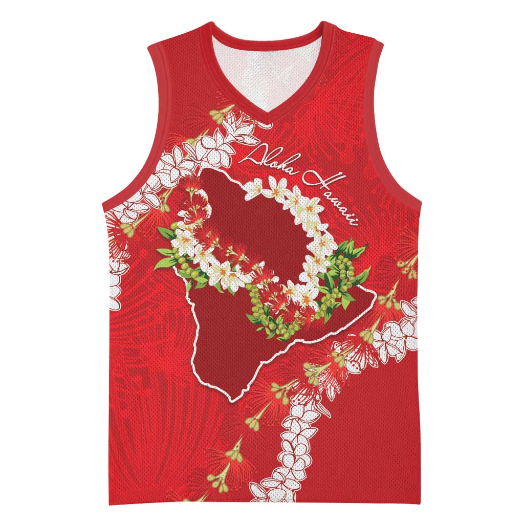 Hawaii Island Flowers Lei Basketball Jersey Ohia Lehua Scarlet Red LT7 Unisex Red - Polynesian Pride