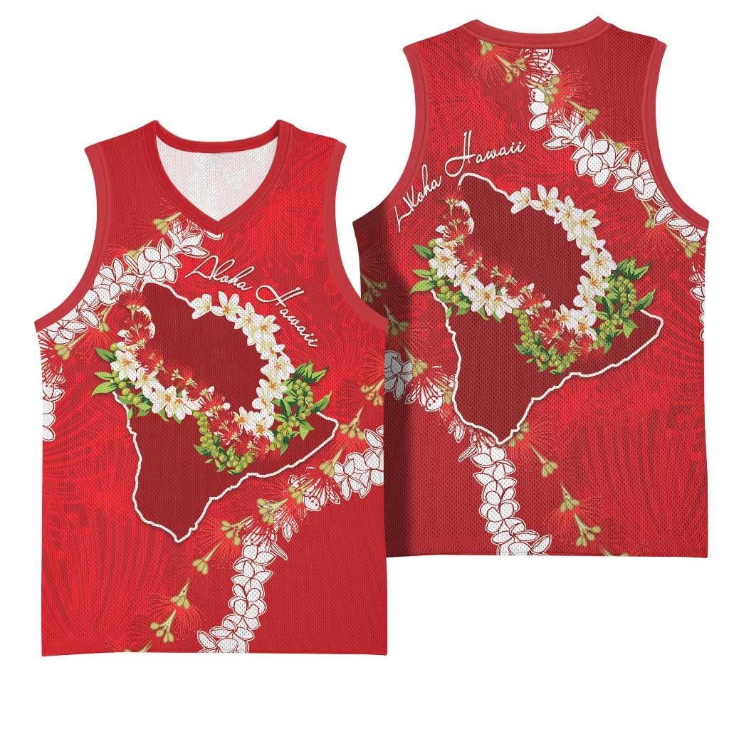 Hawaii Island Flowers Lei Basketball Jersey Ohia Lehua Scarlet Red LT7 - Polynesian Pride