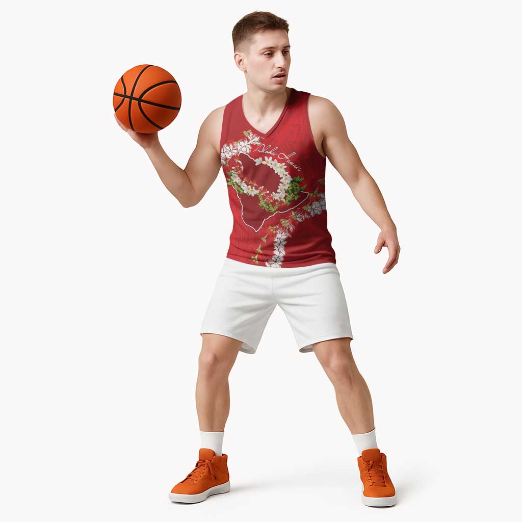 Hawaii Island Flowers Lei Basketball Jersey Ohia Lehua Scarlet Red LT7 - Polynesian Pride