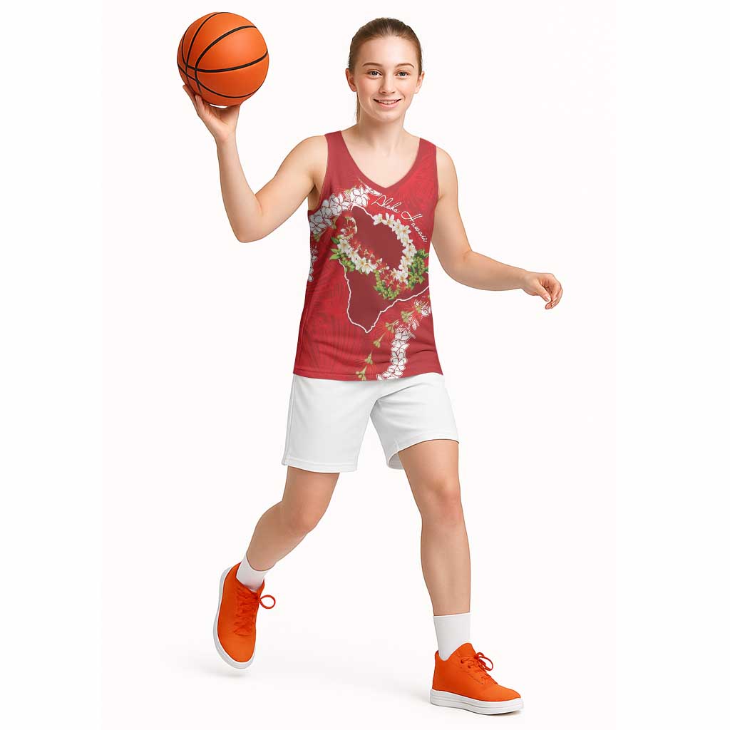 Hawaii Island Flowers Lei Basketball Jersey Ohia Lehua Scarlet Red LT7 - Polynesian Pride