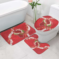 Hawaii Island Flowers Lei Bathroom Set Ohia Lehua Scarlet Red