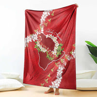 Hawaii Island Flowers Lei Blanket Ohia Lehua Scarlet Red LT7 - Polynesian Pride