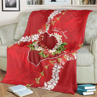 Hawaii Island Flowers Lei Blanket Ohia Lehua Scarlet Red LT7 - Polynesian Pride