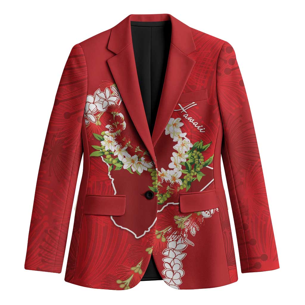 Hawaii Island Flowers Lei Blazer Ohia Lehua Scarlet Red