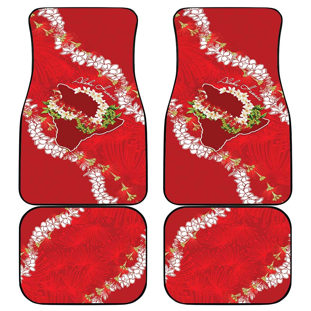 Hawaii Island Flowers Lei Car Mats Ohia Lehua Scarlet Red