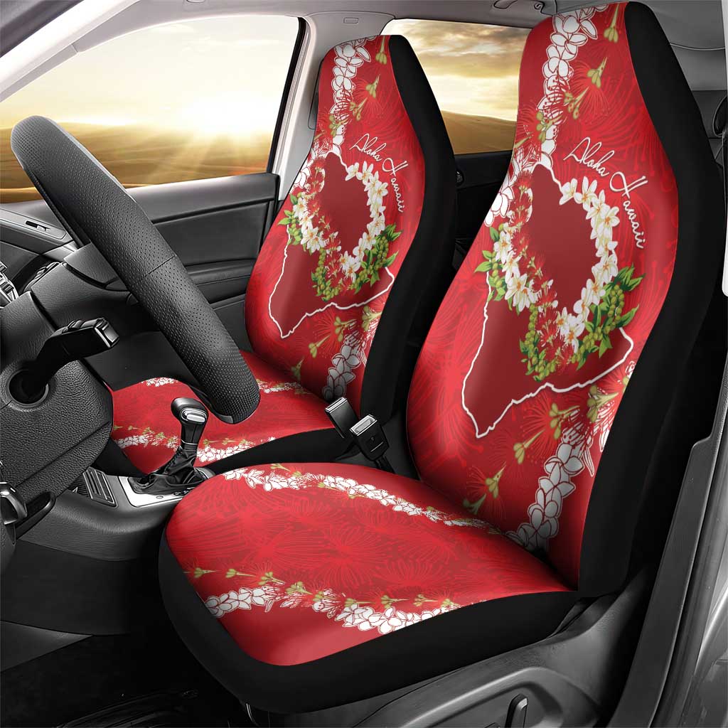 Hawaii Island Flowers Lei Car Seat Cover Ohia Lehua Scarlet Red LT7 - Polynesian Pride