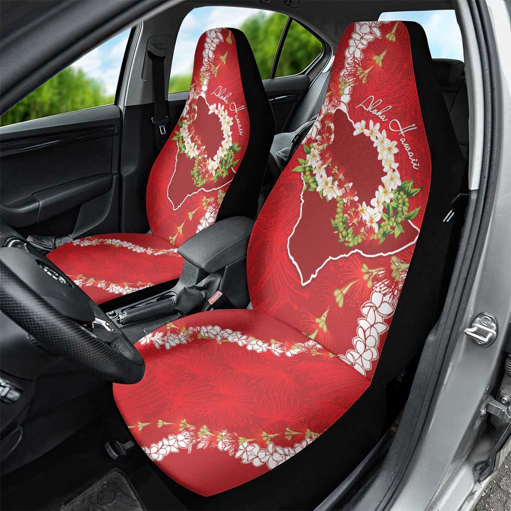 Hawaii Island Flowers Lei Car Seat Cover Ohia Lehua Scarlet Red LT7 - Polynesian Pride