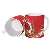 Hawaii Island Flowers Lei Ceramic Mug Ohia Lehua Scarlet Red LT7 - Polynesian Pride
