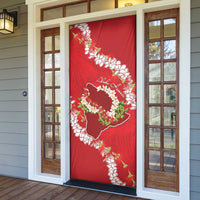 Hawaii Island Flowers Lei Door Cover Ohia Lehua Scarlet Red LT7 - Polynesian Pride