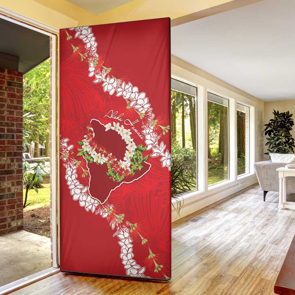 Hawaii Island Flowers Lei Door Cover Ohia Lehua Scarlet Red LT7 - Polynesian Pride