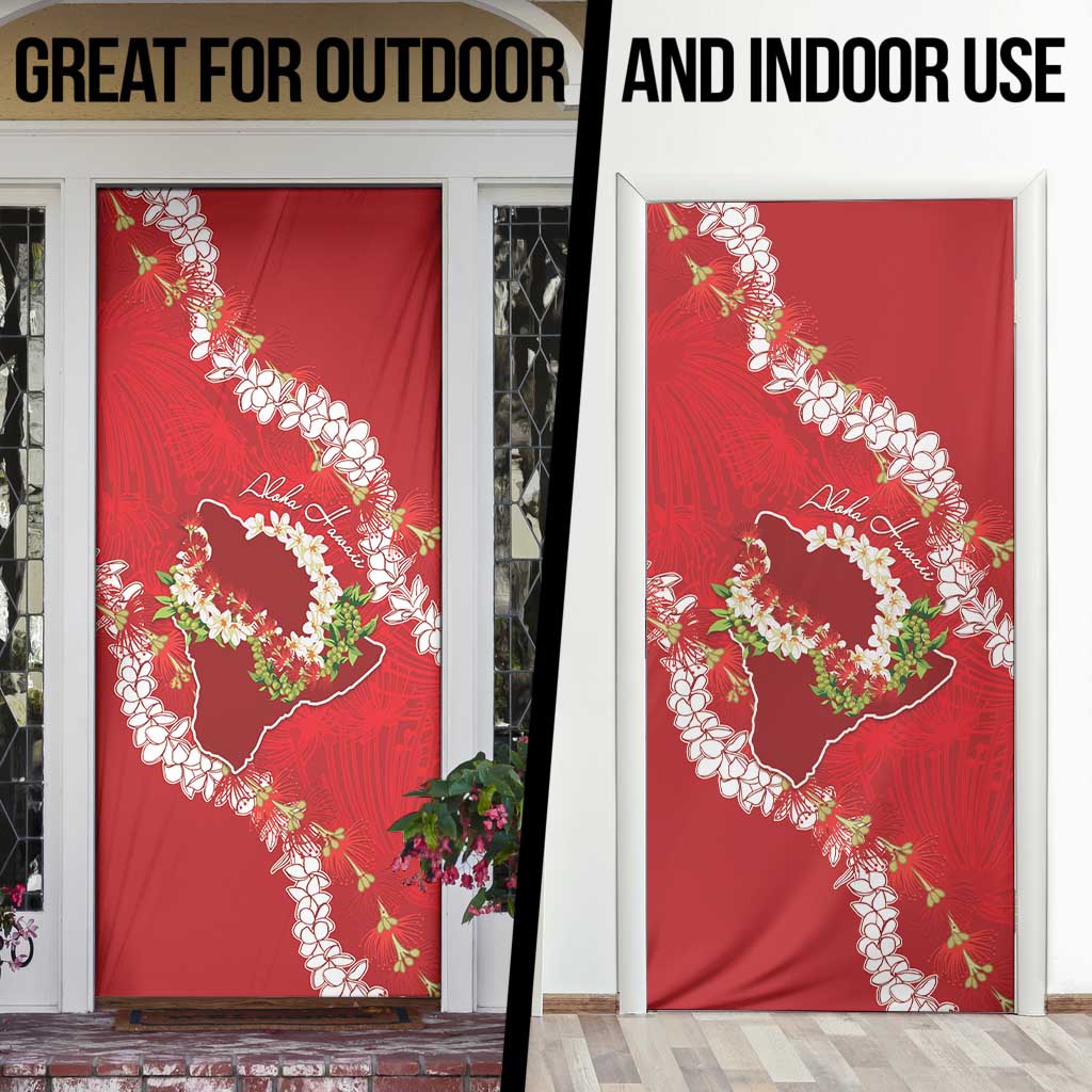 Hawaii Island Flowers Lei Door Cover Ohia Lehua Scarlet Red LT7 - Polynesian Pride