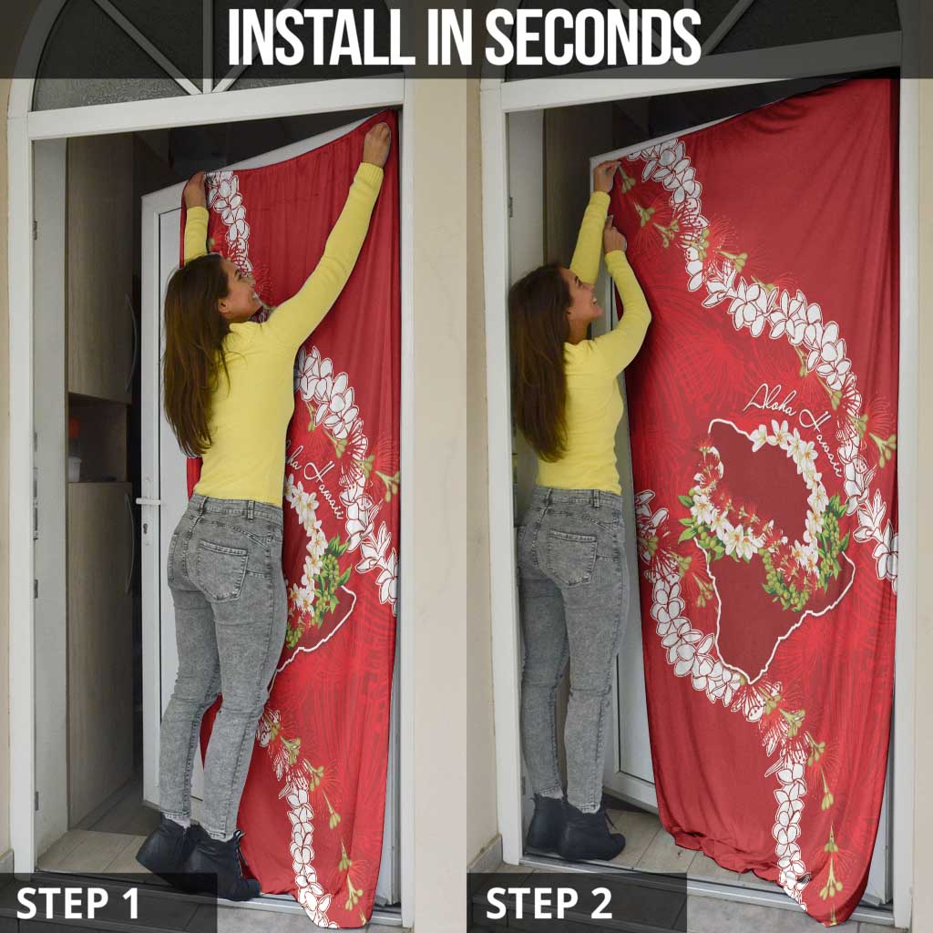 Hawaii Island Flowers Lei Door Cover Ohia Lehua Scarlet Red LT7 - Polynesian Pride