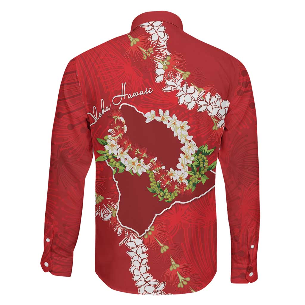 Hawaii Island Flowers Lei Family Matching Off Shoulder Maxi Dress and Hawaiian Shirt Ohia Lehua Scarlet Red LT7 - Polynesian Pride