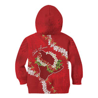 Hawaii Island Flowers Lei Kid Hoodie Ohia Lehua Scarlet Red LT7 - Polynesian Pride