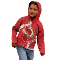 Hawaii Island Flowers Lei Kid Hoodie Ohia Lehua Scarlet Red LT7 - Polynesian Pride