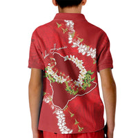 Hawaii Island Flowers Lei Kid Polo Shirt Ohia Lehua Scarlet Red