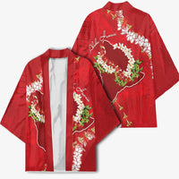 Hawaii Island Flowers Lei Kimono Ohia Lehua Scarlet Red