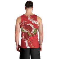 Hawaii Island Flowers Lei Men Tank Top Ohia Lehua Scarlet Red