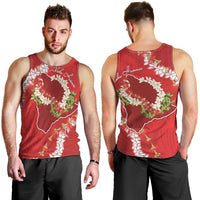 Hawaii Island Flowers Lei Men Tank Top Ohia Lehua Scarlet Red