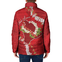 Hawaii Island Flowers Lei Padded Jacket Ohia Lehua Scarlet Red LT7 - Polynesian Pride