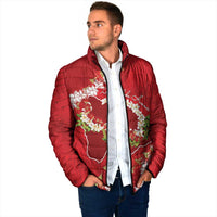 Hawaii Island Flowers Lei Padded Jacket Ohia Lehua Scarlet Red LT7 - Polynesian Pride
