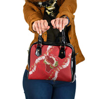 Hawaii Island Flowers Lei Shoulder Handbag Ohia Lehua Scarlet Red