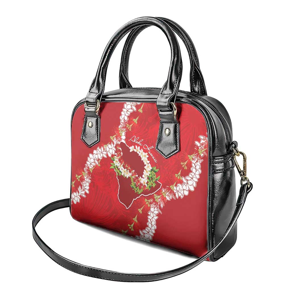Hawaii Island Flowers Lei Shoulder Handbag Ohia Lehua Scarlet Red