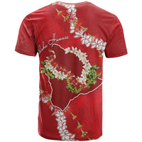 Hawaii Island Flowers Lei T Shirt Ohia Lehua Scarlet Red