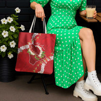 Hawaii Island Flowers Lei Tote Bag Ohia Lehua Scarlet Red