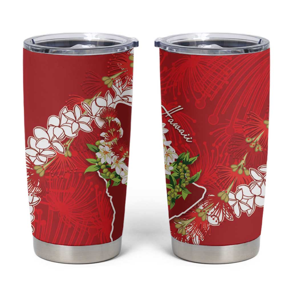 Hawaii Island Flowers Lei Tumbler Cup Ohia Lehua Scarlet Red