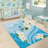 Guam Chamorro Guasali Flowers Area Rug Aqua Gradient LT7