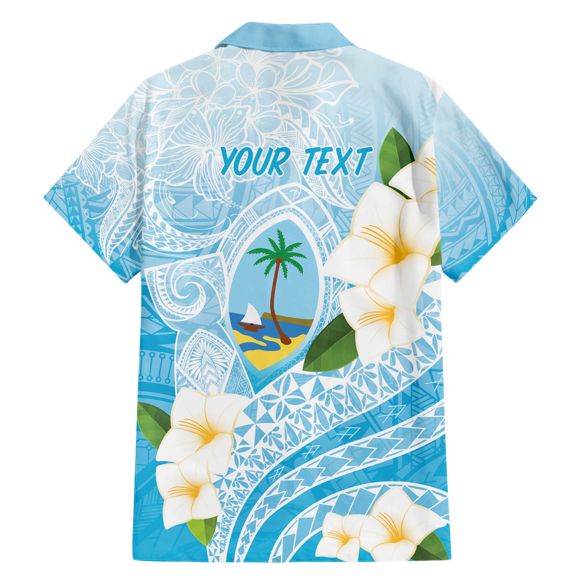 Guam Chamorro Guasali Flowers Family Matching Short Sleeve Bodycon Dress and Hawaiian Shirt Aqua Gradient