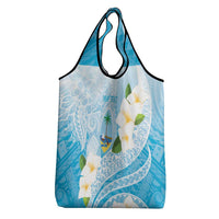 Guam Chamorro Guasali Flowers Grocery Bag Aqua Gradient