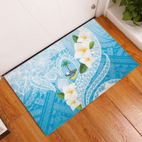 Guam Chamorro Guasali Flowers Rubber Doormat Aqua Gradient LT7