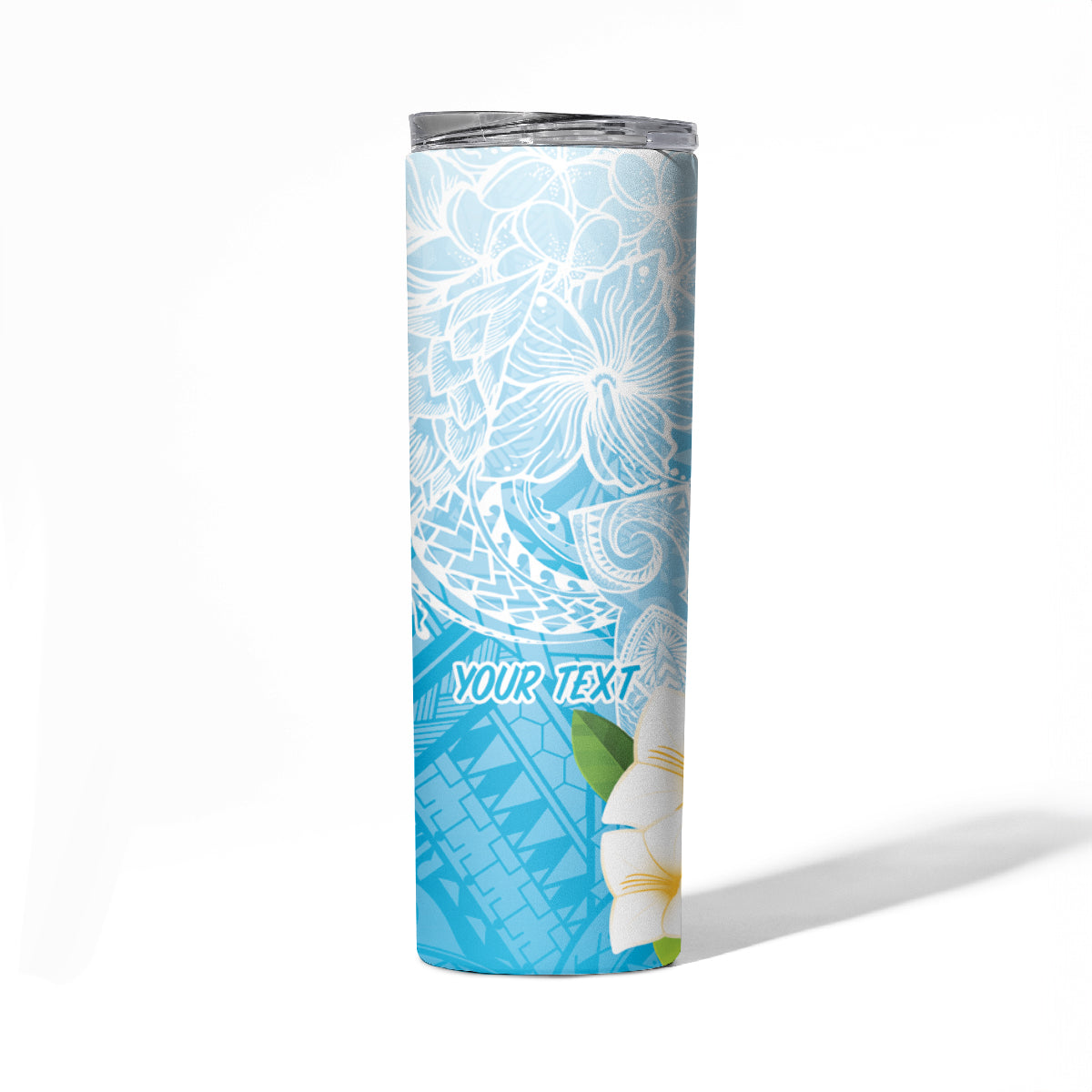 Guam Chamorro Guasali Flowers Skinny Tumbler Aqua Gradient LT7