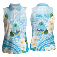 Guam Chamorro Guasali Flowers Women Sleeveless Polo Shirt Aqua Gradient LT7 - Polynesian Pride