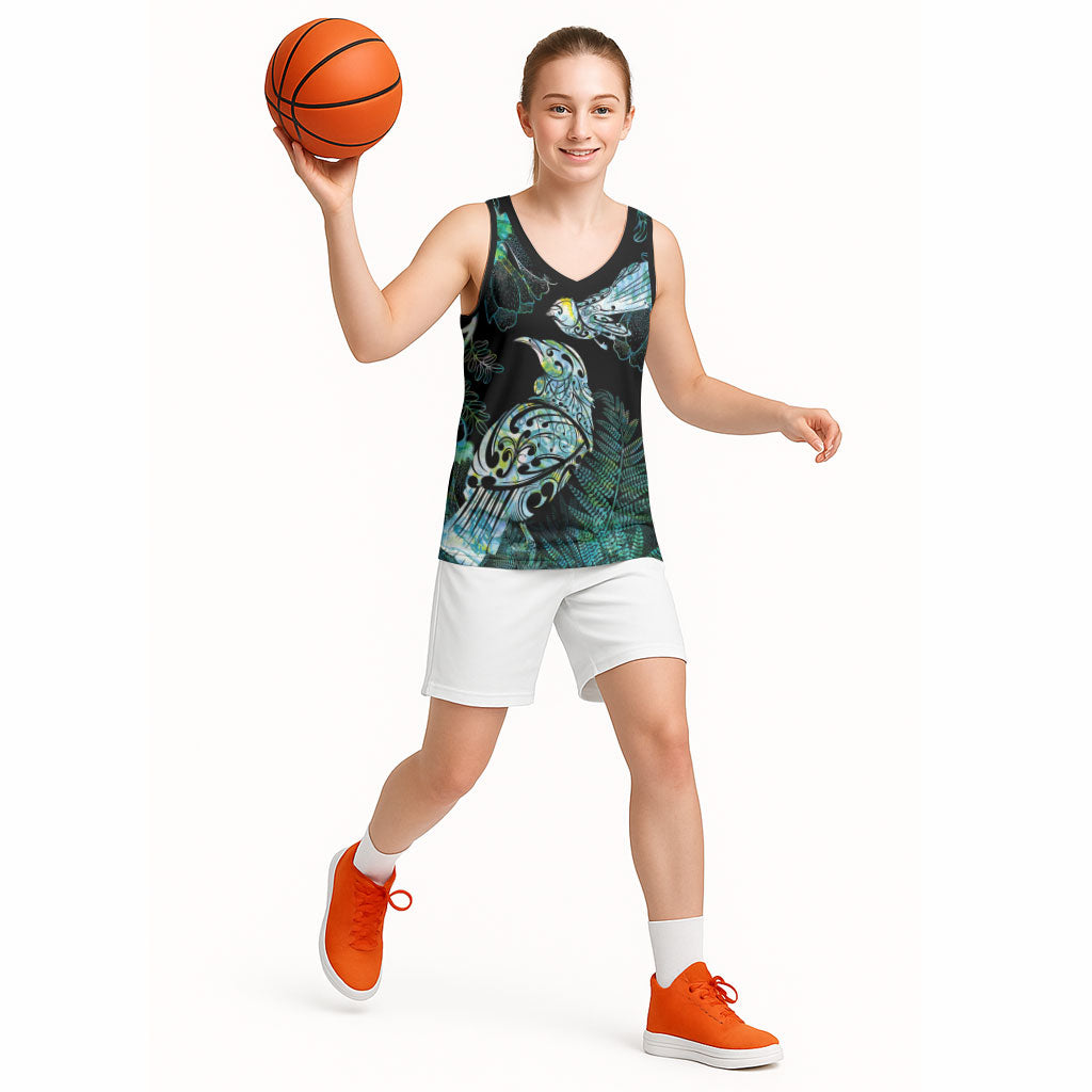 Aotearoa Maori Mahuru Basketball Jersey Spring Time - Paua Shell Green LT7 - Polynesian Pride