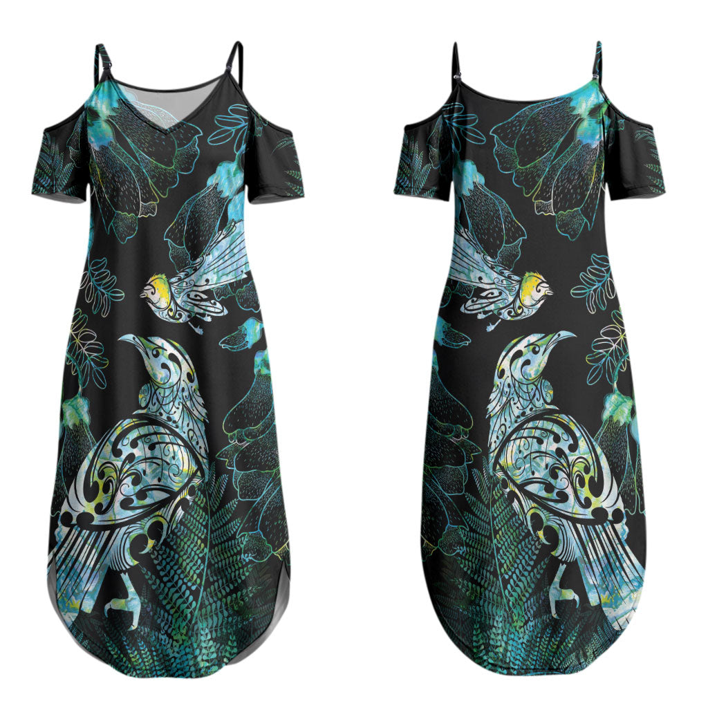 Aotearoa Maori Mahuru Couples Matching Summer Maxi Dress and Hawaiian Shirt Spring Time - Paua Shell Green LT7 - Polynesian Pride