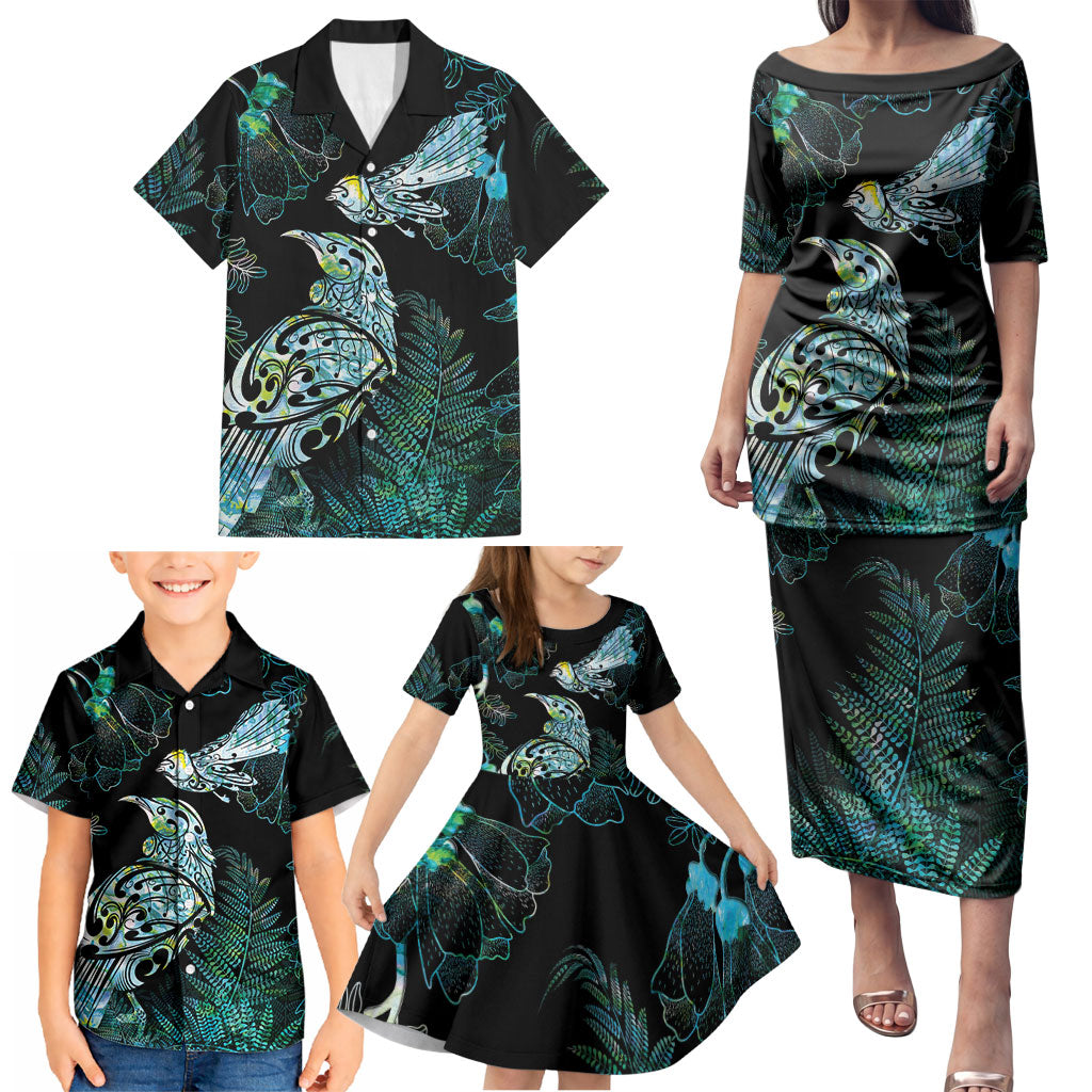 Aotearoa Maori Mahuru Family Matching Puletasi and Hawaiian Shirt Spring Time - Paua Shell Green LT7 - Polynesian Pride