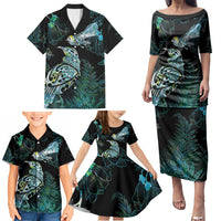 Aotearoa Maori Mahuru Family Matching Puletasi and Hawaiian Shirt Spring Time - Paua Shell Green LT7 - Polynesian Pride