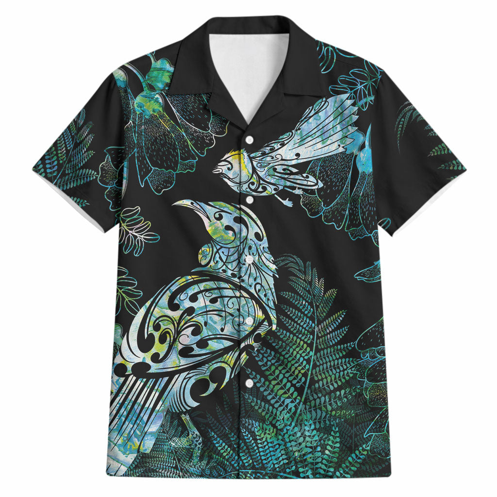 Aotearoa Maori Mahuru Hawaiian Shirt Spring Time - Paua Shell Green LT7 Black - Polynesian Pride