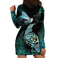 Aotearoa Maori Mahuru Hoodie Dress Spring Time - Paua Shell Green LT7 - Polynesian Pride