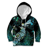 Aotearoa Maori Mahuru Kid Hoodie Spring Time - Paua Shell Green LT7 Hoodie Black - Polynesian Pride