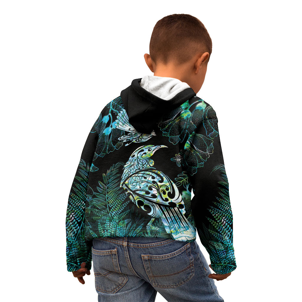 Aotearoa Maori Mahuru Kid Hoodie Spring Time - Paua Shell Green LT7 - Polynesian Pride