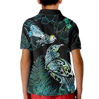 Aotearoa Maori Mahuru Kid Polo Shirt Spring Time - Paua Shell Green LT7 - Polynesian Pride