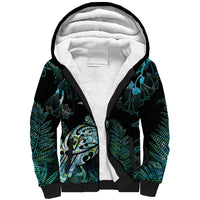 Aotearoa Maori Mahuru Sherpa Hoodie Spring Time - Paua Shell Green LT7 Unisex Black - Polynesian Pride
