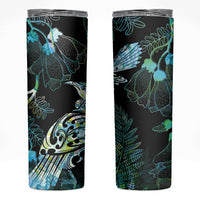 Aotearoa Maori Mahuru Skinny Tumbler Spring Time - Paua Shell Green LT7 Black - Polynesian Pride