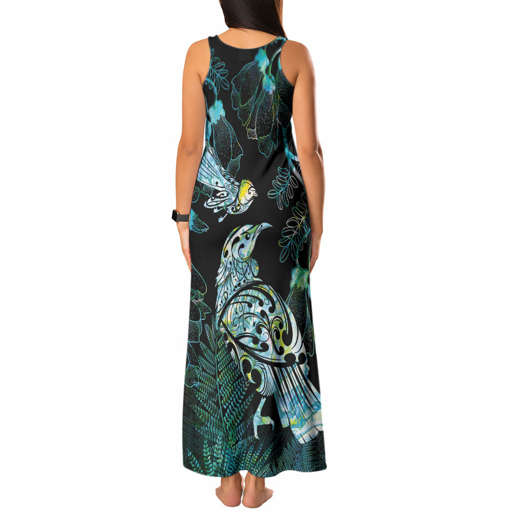Aotearoa Maori Mahuru Tank Maxi Dress Spring Time - Paua Shell Green LT7 - Polynesian Pride