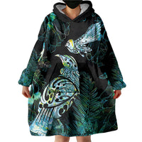 Aotearoa Maori Mahuru Wearable Blanket Hoodie Spring Time - Paua Shell Green LT7 - Polynesian Pride